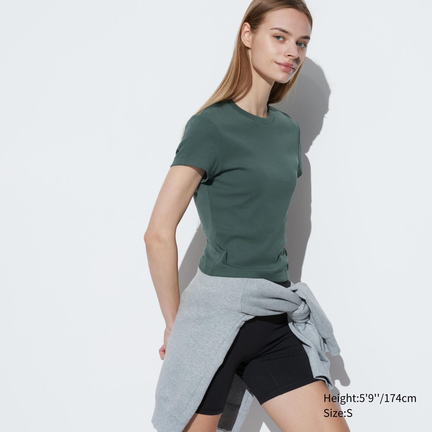 

Футболка-мини Uniqlo с короткими рукавами, темно-зеленый