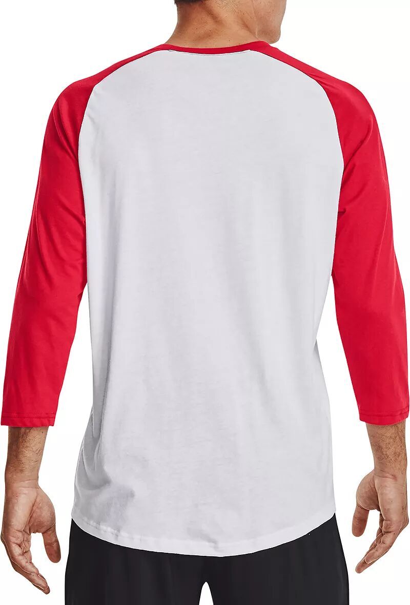 Мужская классическая футболка с рукавом 3/4 Under Armour, белый/красный — фото 3