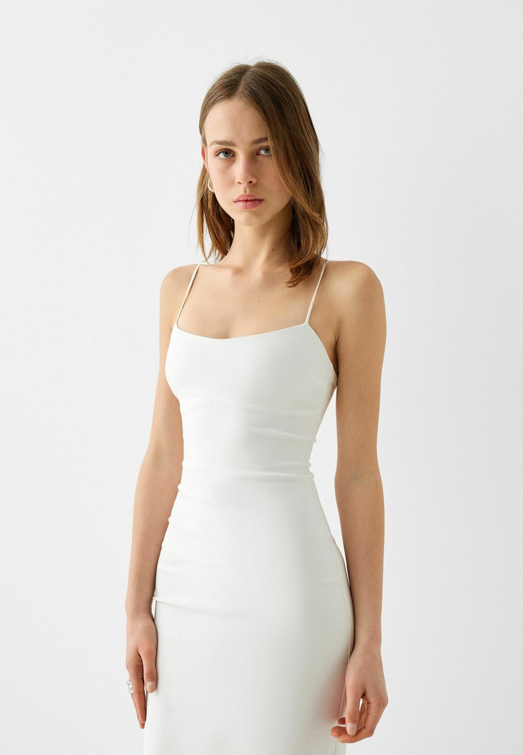 

Платье-футляр Strappy Midi Bershka, белое