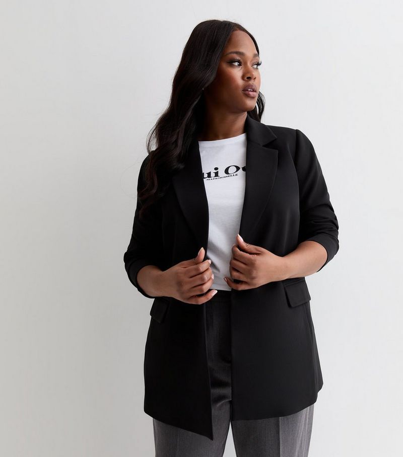 

Черный пиджак с длинными рукавами Curves New Look, черный