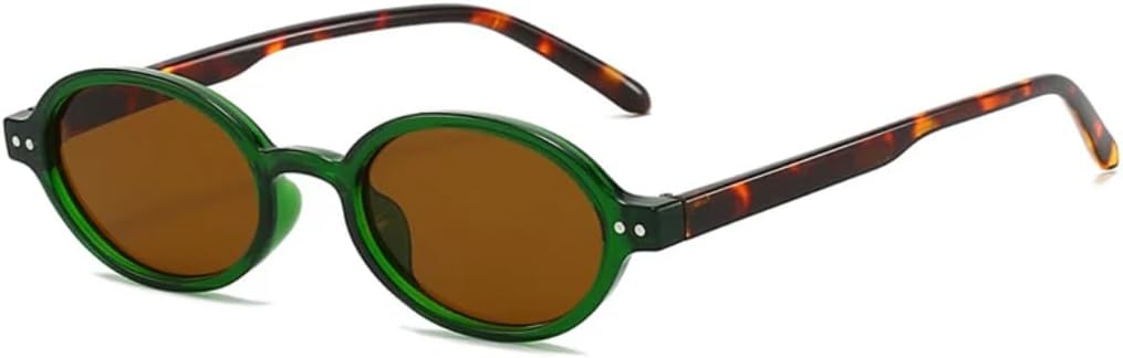 

Солнцезащитные очки для мужчин и женщин - защита UV400 - маленькие овальные заклепки, леопардовый принт в стиле панк, для занятий спортом на открытом воздухе и вождения DSVIGF, Green Leopard Tea