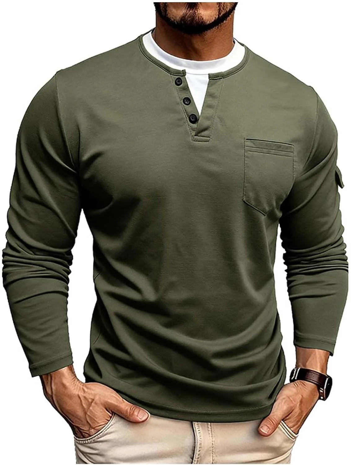 

Мужская блуза с длинным рукавом и V-образным вырезом