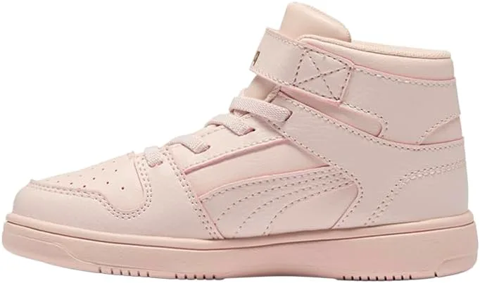 Кроссовки PUMA для детей Rebound Layup Mid на липучках, розовый/золотой — фото 4