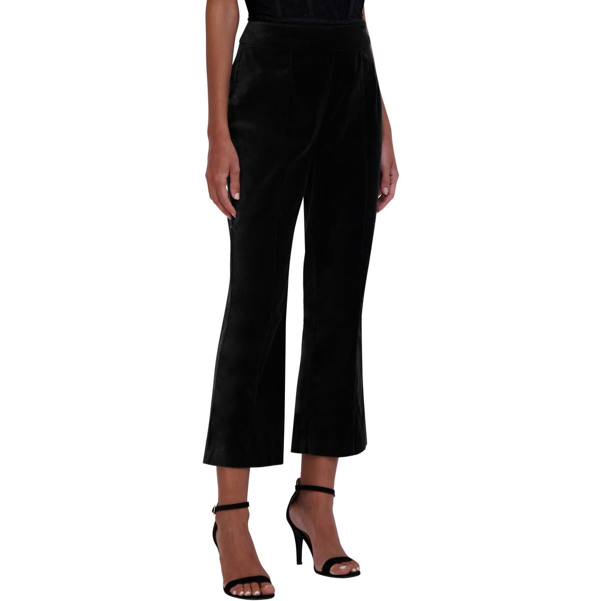 

Женские бархатные расклешенные брюки с боковой молнией BCBGMAXAZRIA, черный