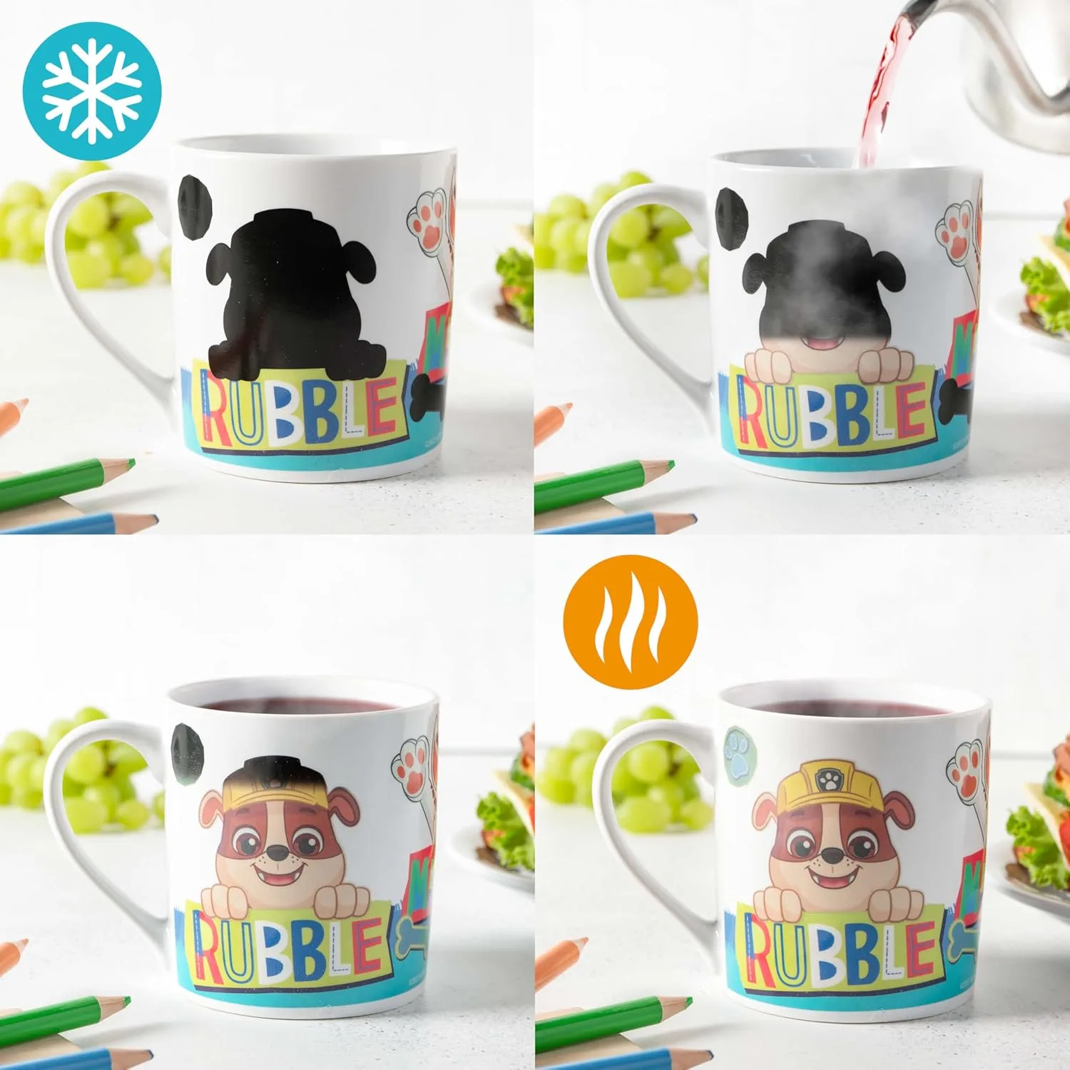 Paw Patrol кружка для детей с эффектом смены цвета от 40 °C - Magic Mug 230 мл - идея подарка для девочек и мальчиков - в красочной подарочной коробке, White p:os — фото 2