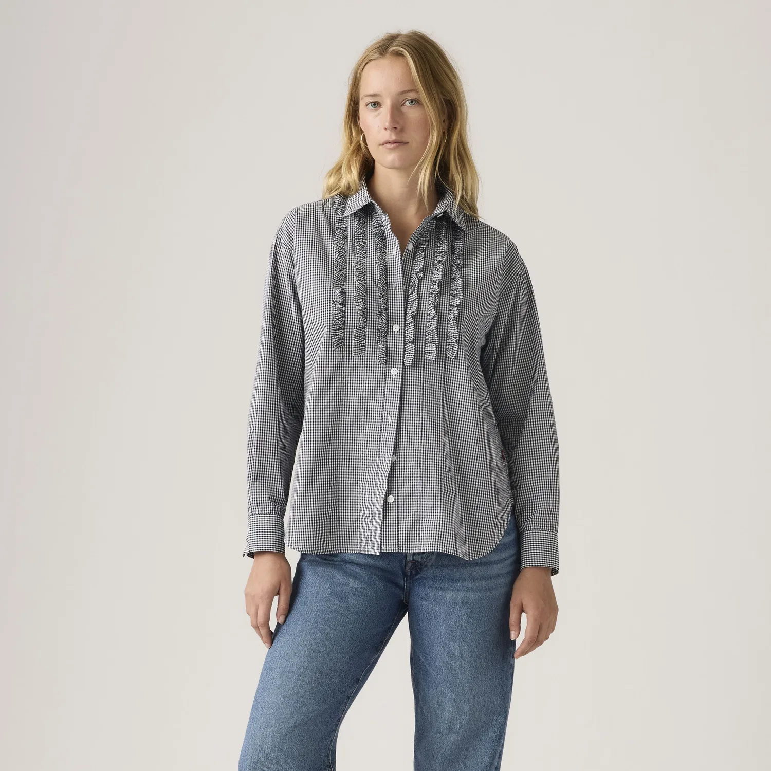 Рубашка в стиле "Харли" с оборками для бойфренда Levi's, Black — фото 3