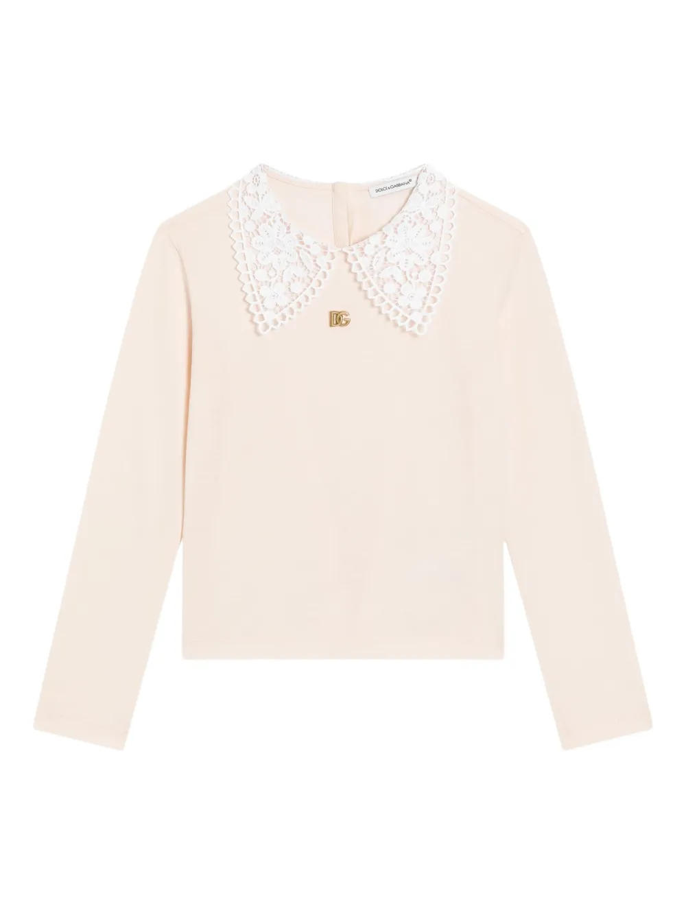 

Лонгслив с кружевной отделкой Dolce & Gabbana Kids, розовый