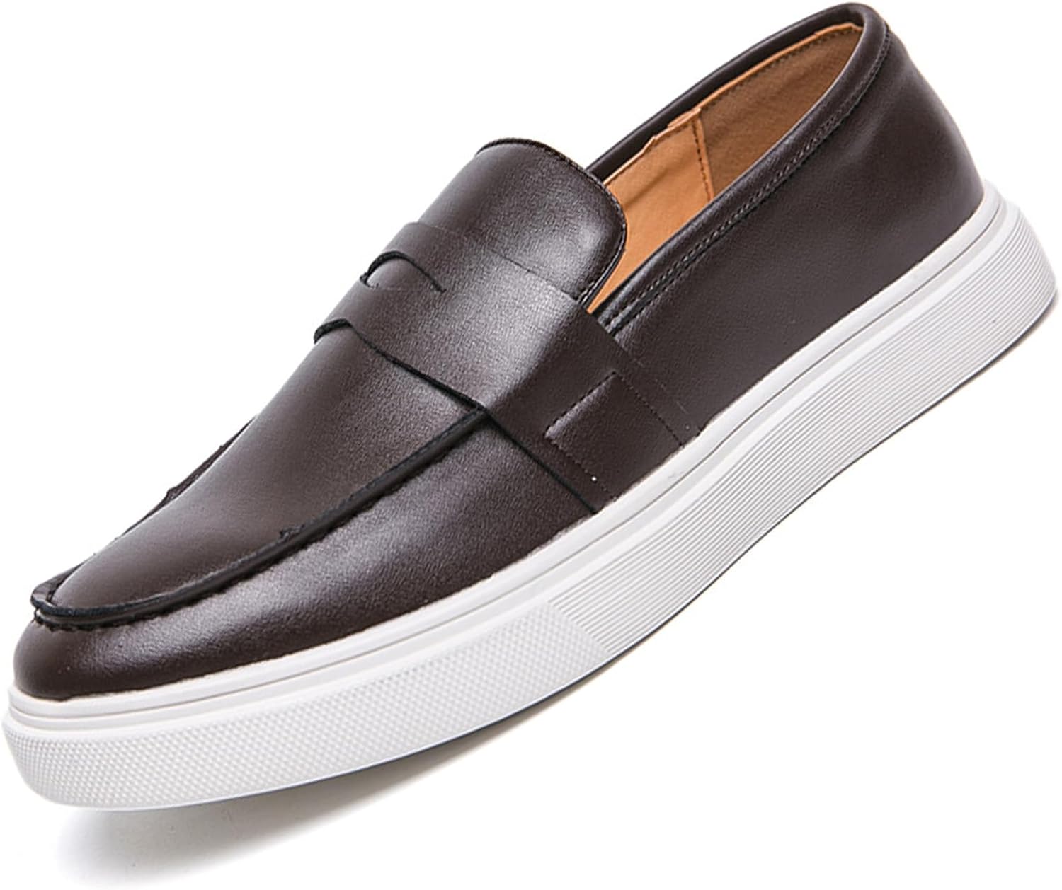 

Мужские повседневные лоферы и слипоны. Классические формальные лоферы без шнурков, легкие, из ПУ-кожи, с круглым носком, противоскользящие деловые туфли Devileyeze, коричневый