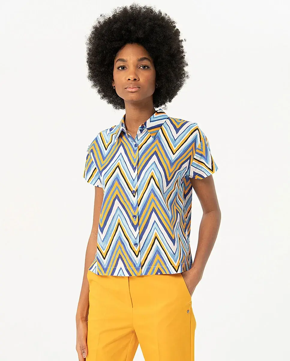 

Женская рубашка с коротким рукавом и принтом Surkana, синий