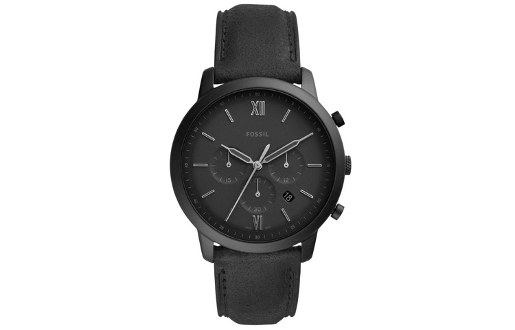 

FOSSIL Часы Noytra Collection, кварцевый механизм, кожаный ремешок, черный циферблат, 44 мм, мужские