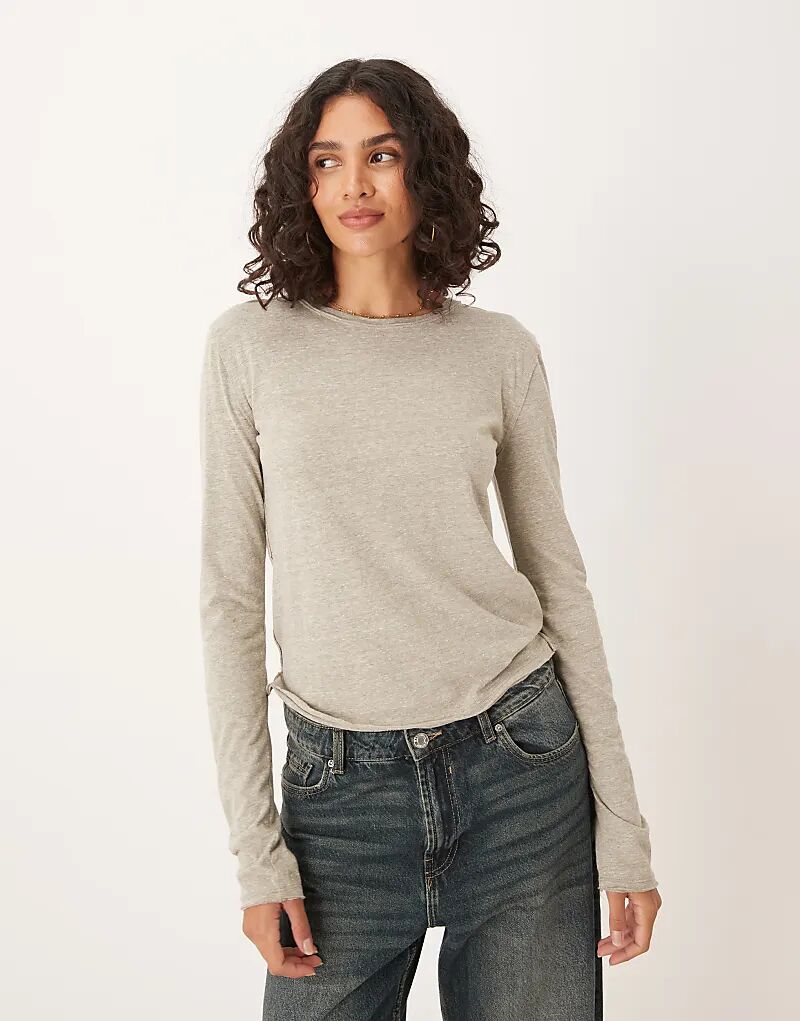 

Футболка с длинным рукавом Free People Nova из каймановой кожи