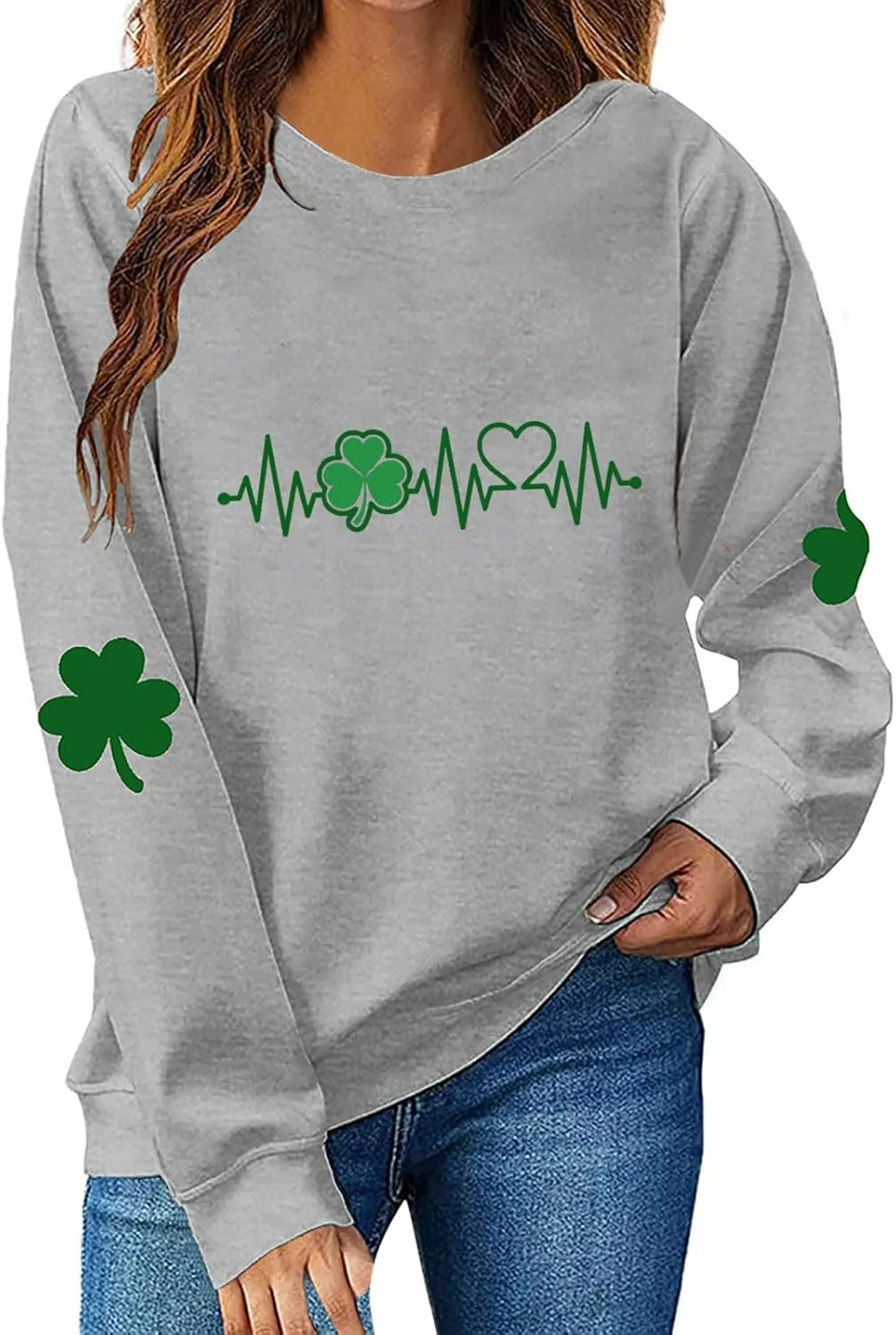 

Женский свитшот Mzkdieey с принтом в виде сердечного ритма и трилистника