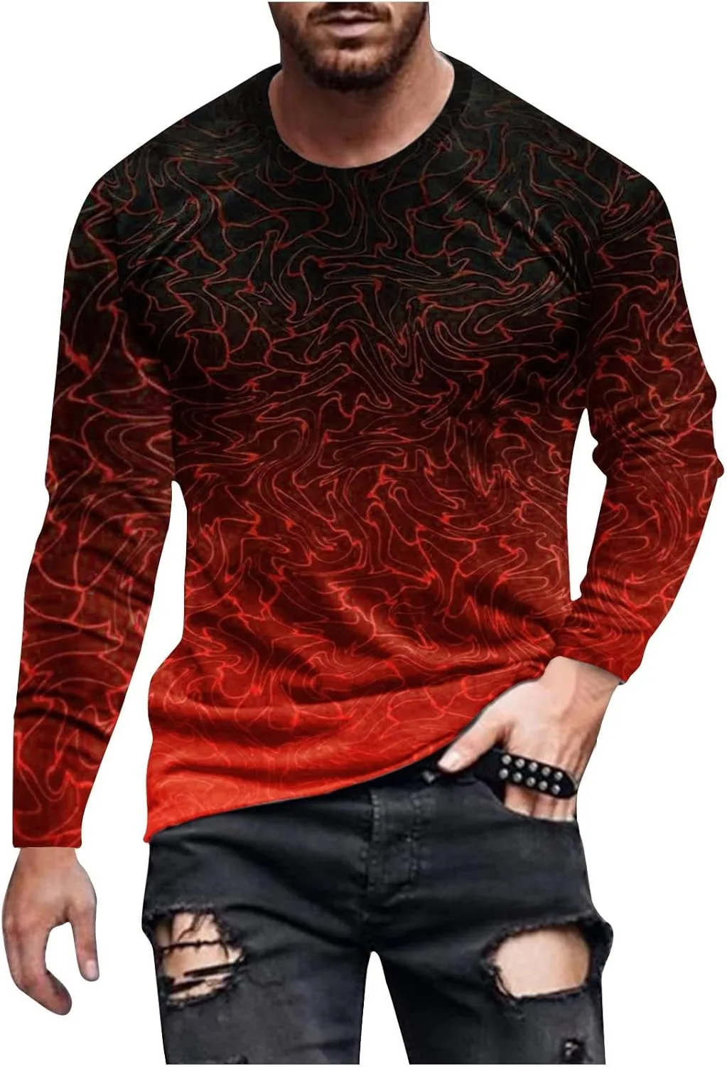

Футболка для мужчин Gradient Long Sleeve, летняя, Slim Fit