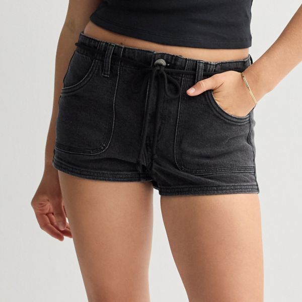 

Короткие шорты с низкой талией и поясом для юниоров So, цвет washed black