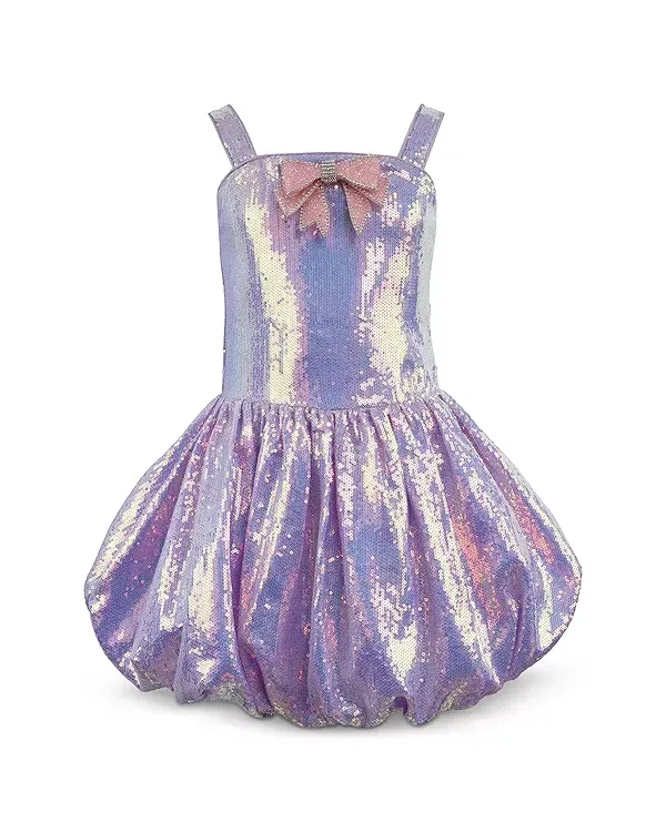 Детское платье для девочек с принтом Haze Bow Bubble Dress Lola + The Boys, фиолетовый