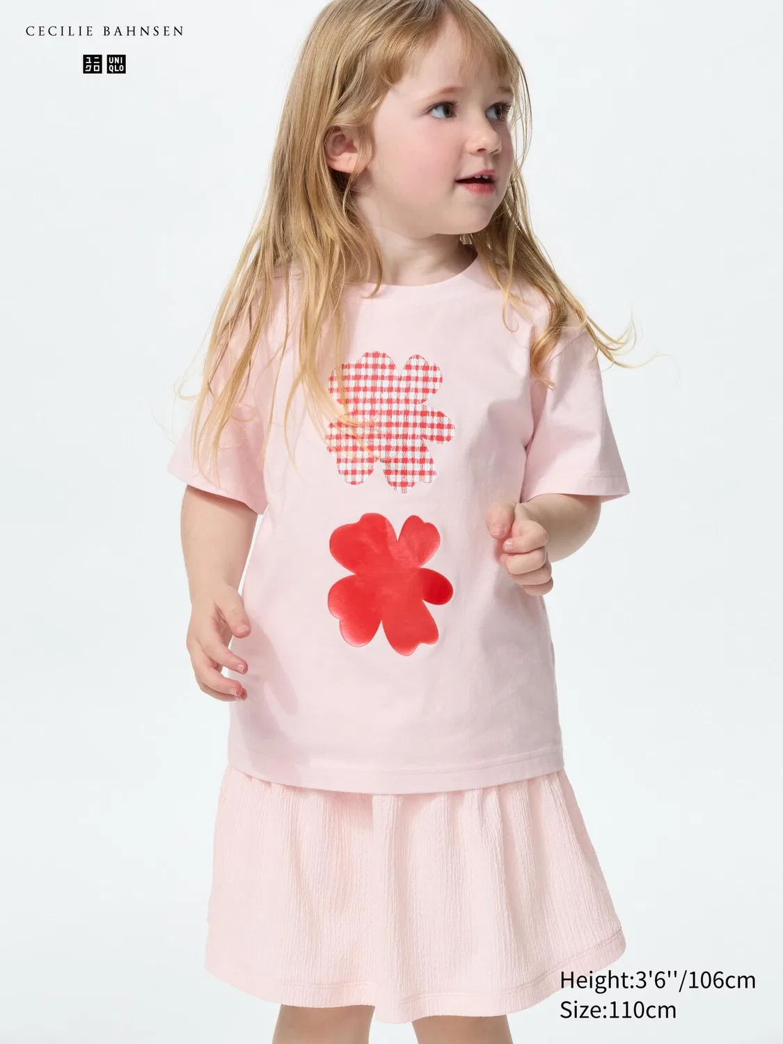 Детская футболка Uniqlo, графический принт, розовый