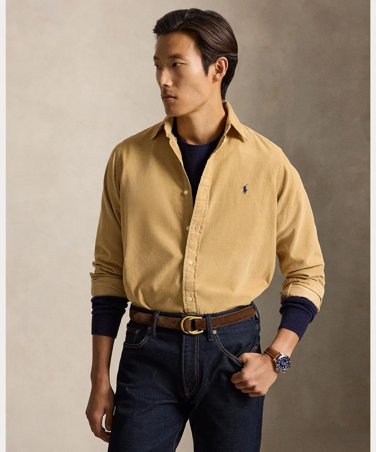 Мужская рубашка из вельвета с длинным рукавомClassic Fit POLO RALPH LAUREN, Brown