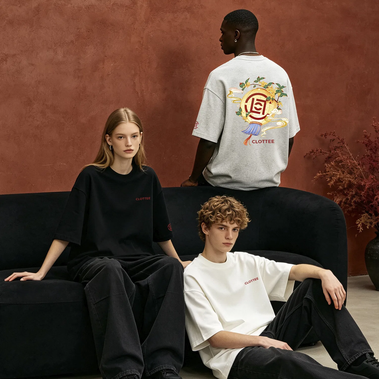 Детская футболка с круглым вырезом прямого кроя Unisex Crew Neck Moderate Straight Fit CLOT, Black — фото 4