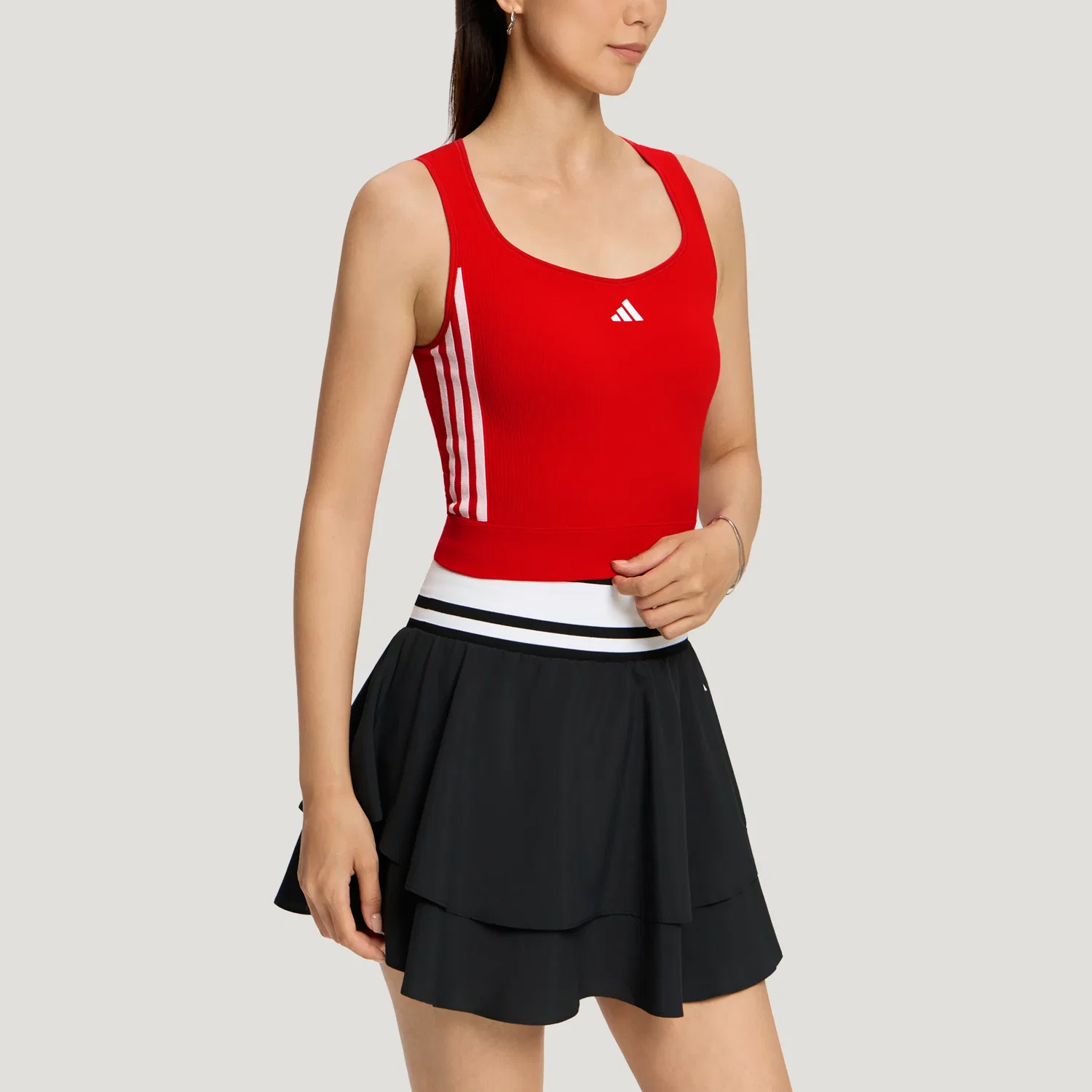 Женская майка спортивная без рукавов Light Scarlet Square Collar Adidas, Light Scarlet — фото 4