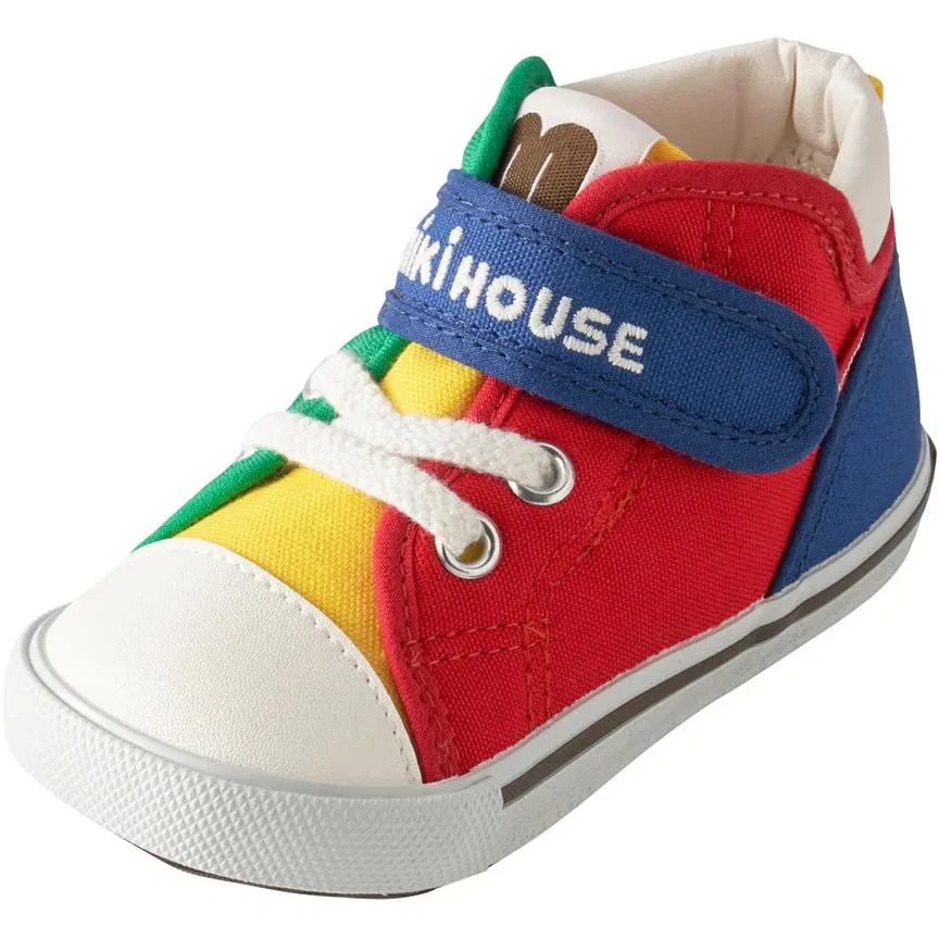 Кроссовки для малышей Mid Top, MIKI HOUSE, Red Green