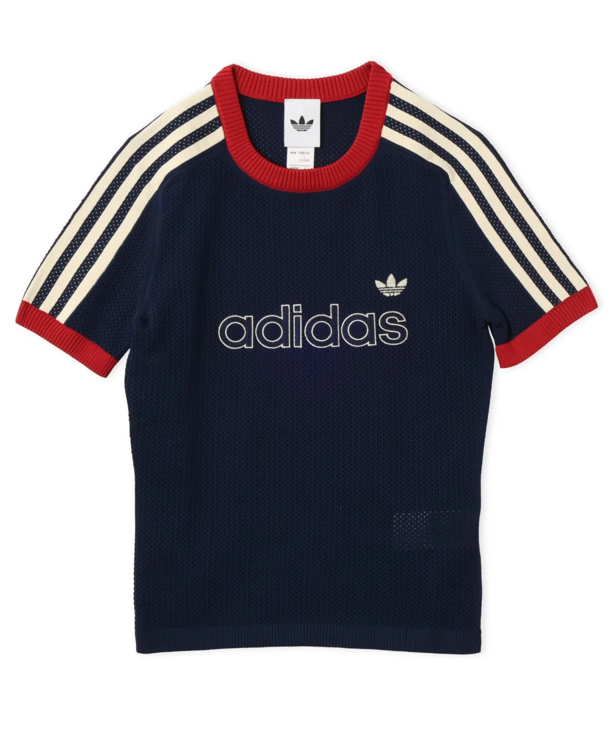 Женская футболка с коротким рукавом из сетки Adidas Mesh Cali Tee, Navy — фото 4