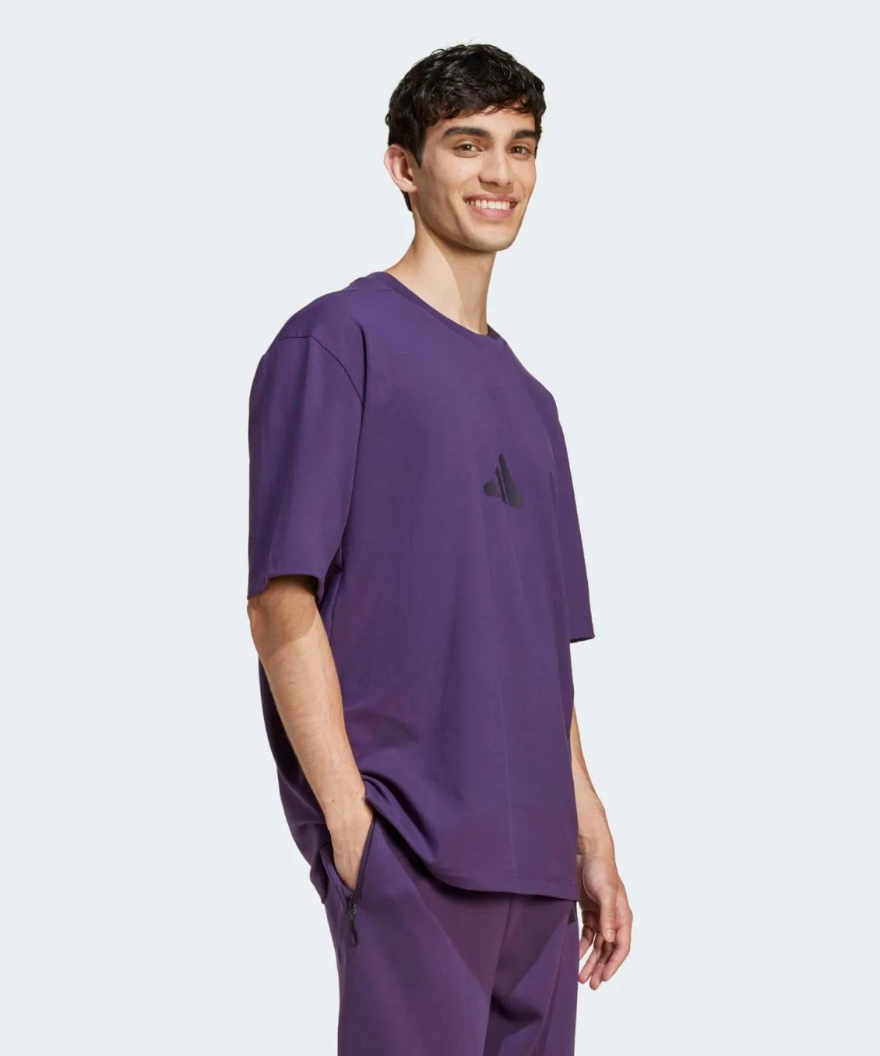 Мужская футболка с коротким рукавом из полиэстера, модель Z.N.E. Adidas, Violet — фото 3