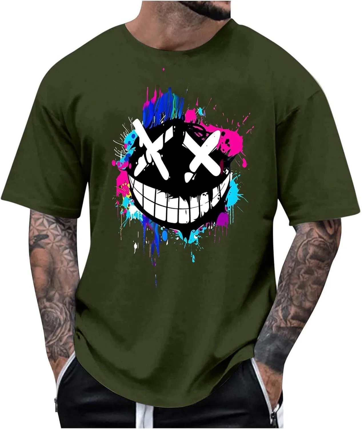 Мужская футболка с графическим принтом Big and Tall, Army Green