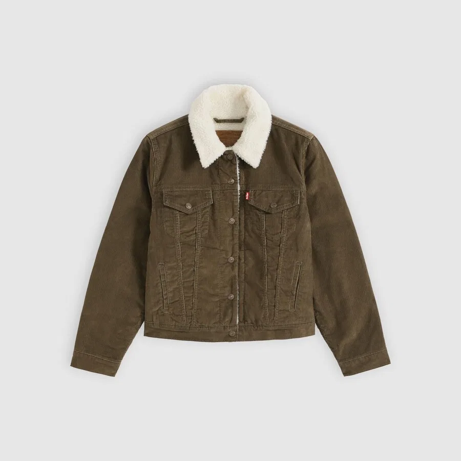 Куртка LEVI'S Between-Season Jacket 'Original Sherpa Trucker' оливкового цвета — фото 3