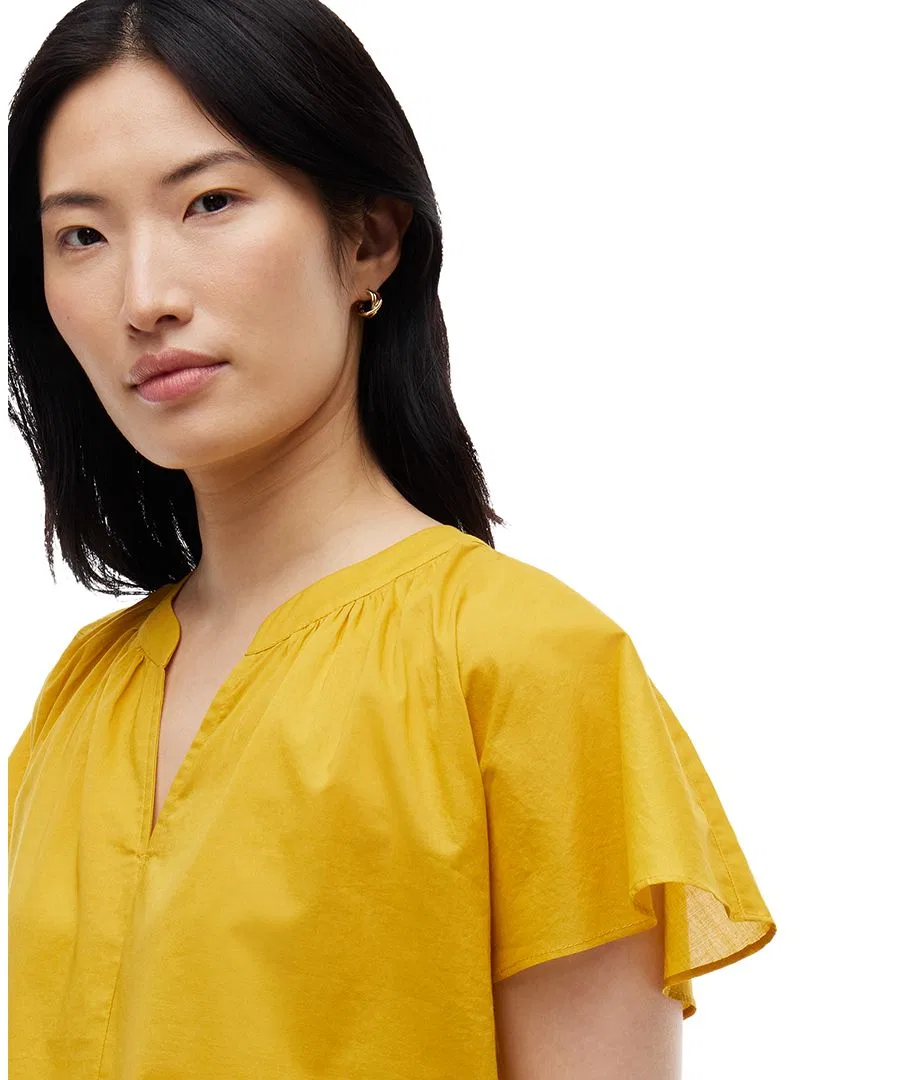 Блуза из вуали с коротким рукавом и V-образным вырезом Tommy Hilfiger, Ornamental Yellow — фото 3