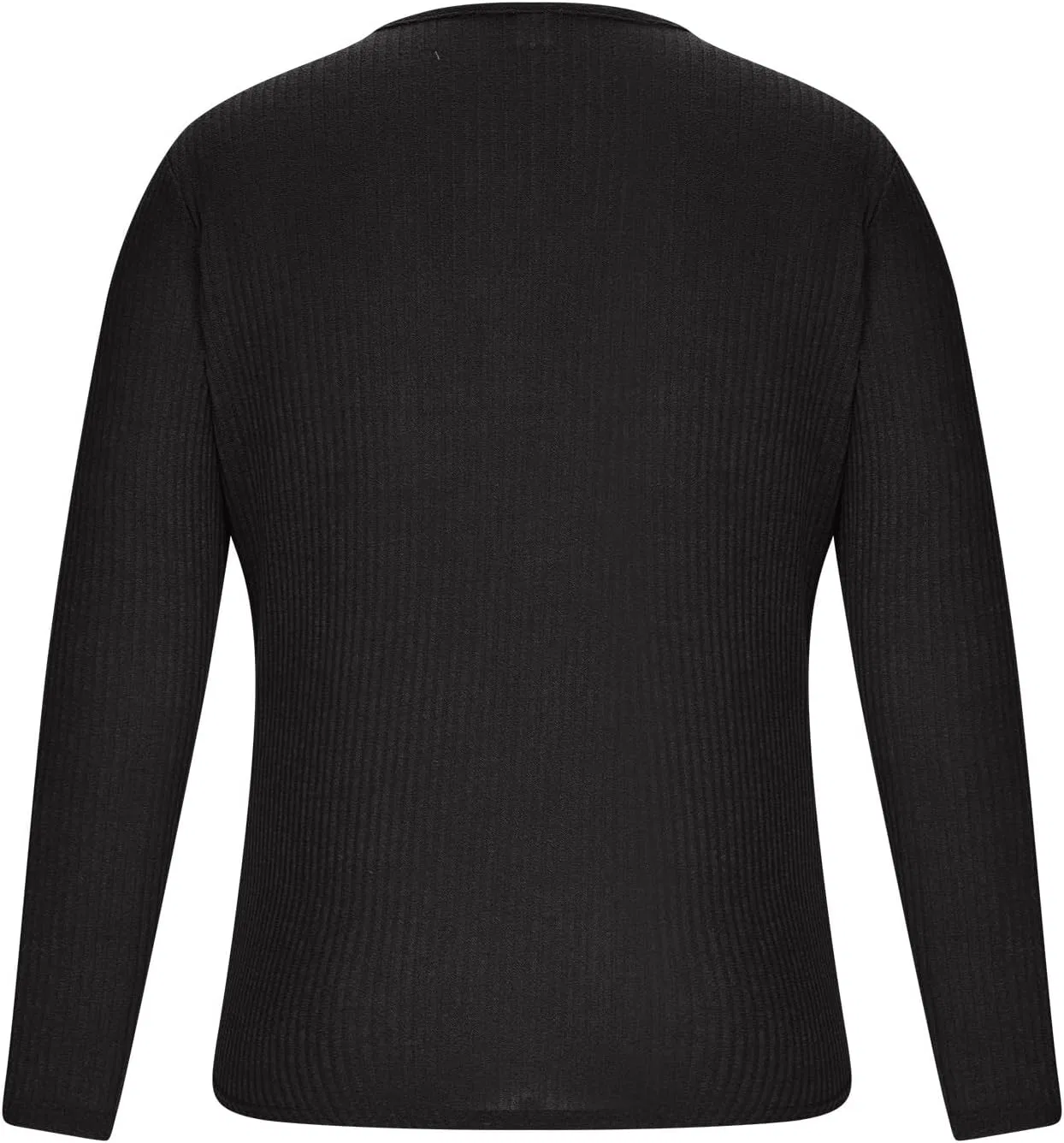 Мужская облегающая футболка с длинным рукавом V-образным вырезом Ribbed Knit, Black — фото 4