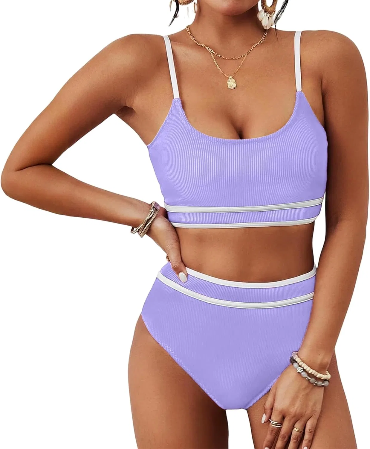 Женский купальник бикини с вырезами 2026 Summer, Purple