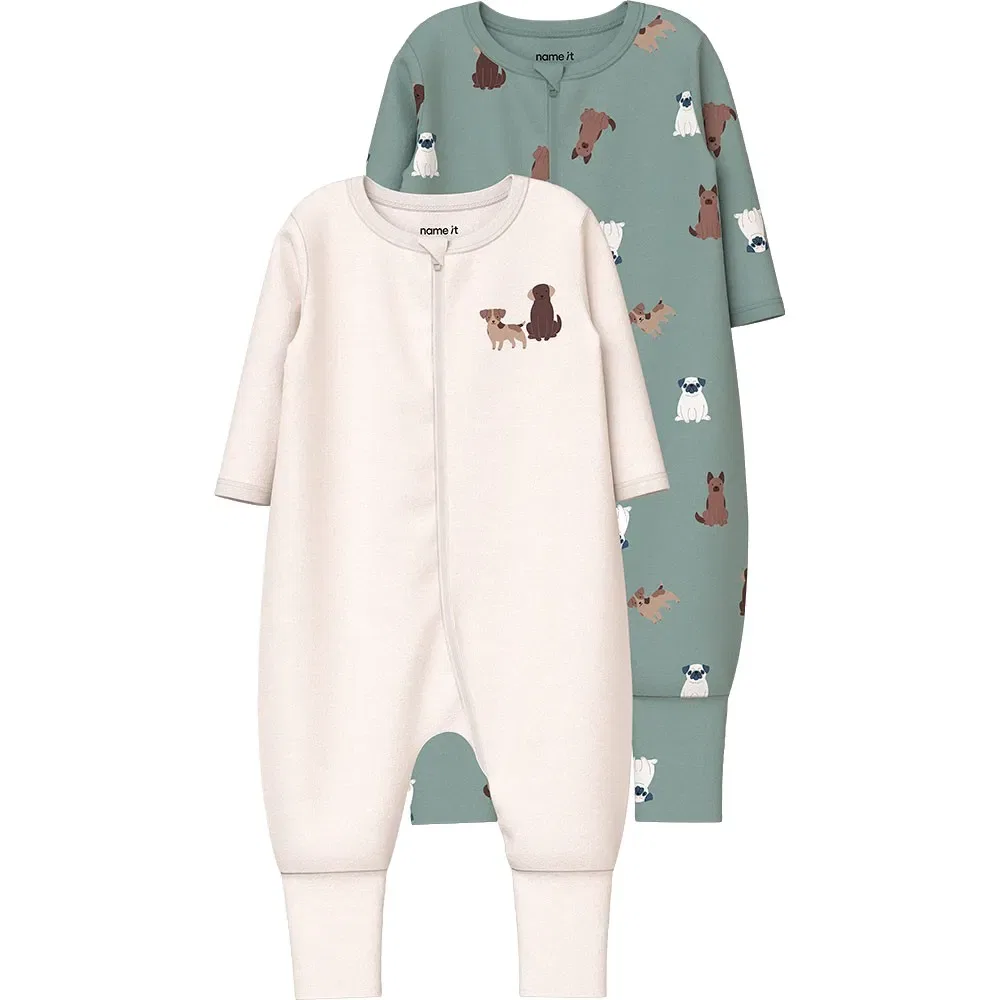 Детская пижама с принтом Dog Long Sleeve Pyjama 2-pack Name it, White