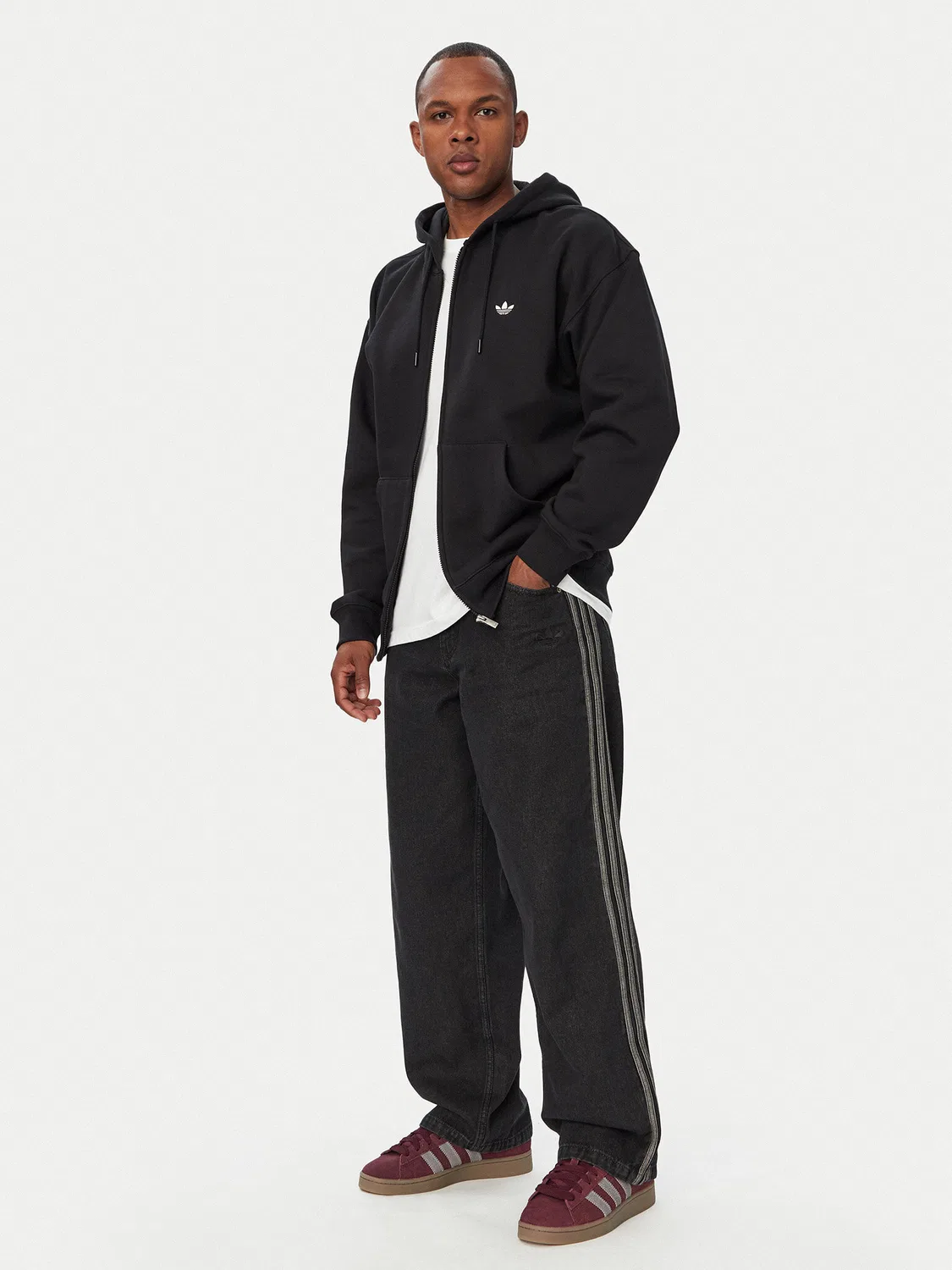 Мужские джинсы свободного кроя Sst Denim Jeans Mid-Rise Straight Leg Adidas, черный — фото 2