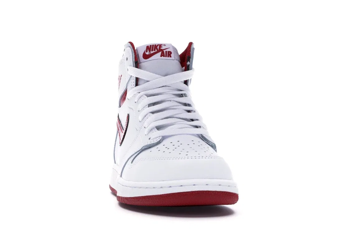 Детские кроссовки высокие с перфорацией Jordan 1 Retro Jordan, White/Varsity Red — фото 2