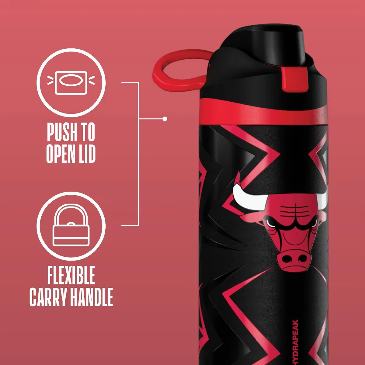 Детская бутылка для воды 591 мл с двойной изоляцией Oasis HydraPeak, Chicago Bulls — фото 4