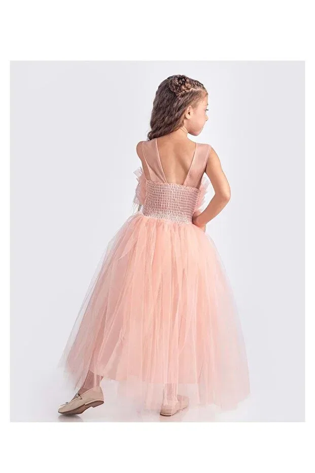 Детское платье для девочек без рукавов Sapes model back gipeli tulle girls' strappy satin evening dress mnk0618 somon Mnk Baby&Kids, Somon — фото 2
