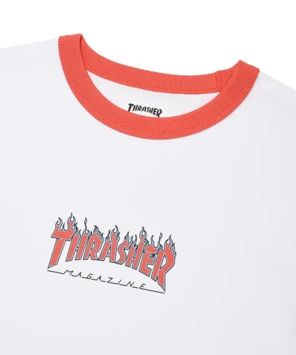 Футболка с принтом Flame Ringer, Thrasher Kids, белый — фото 4