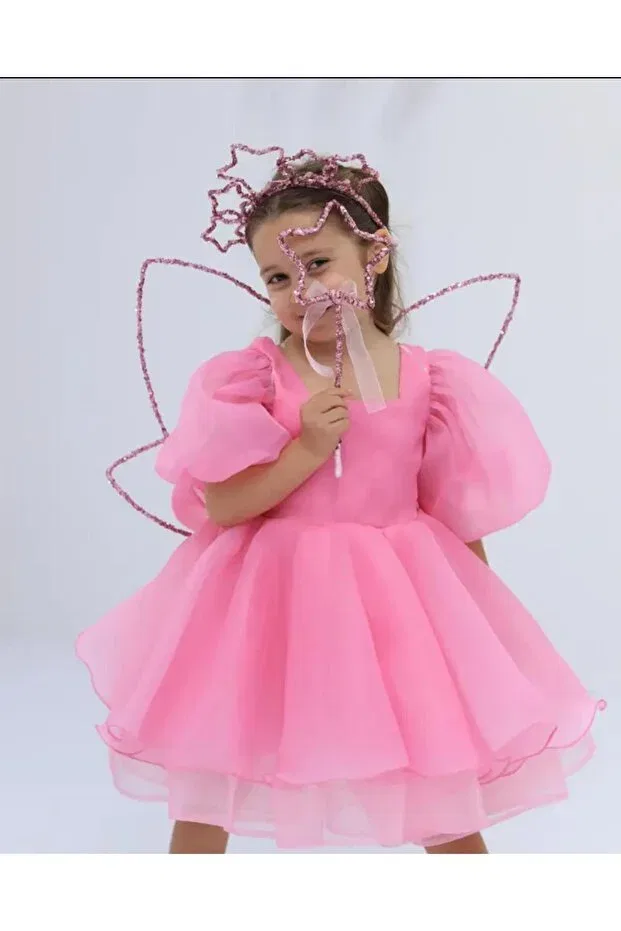 Детское платье для девочек с коротким рукавом Candy dress Mon Icone, Pink — фото 3