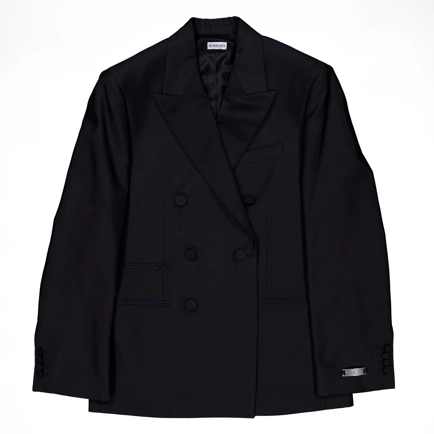 Пиджак двубортный из шерстяного смесового материала Double-Breasted Wool-Blend Blazer Burberry, Black