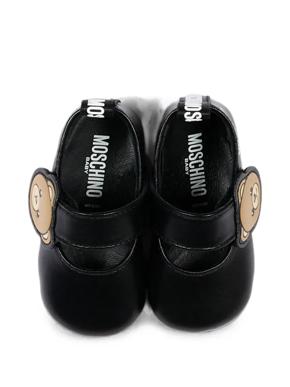 Балетки с застежкой-липучкой в виде плюшевого мишки Moschino Kids, черный — фото 4