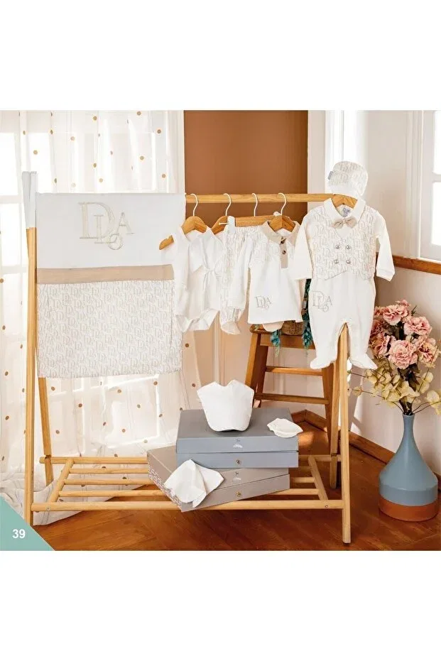 Детский комплект одежды для мальчиков с принтом Babydola, Cream — фото 3