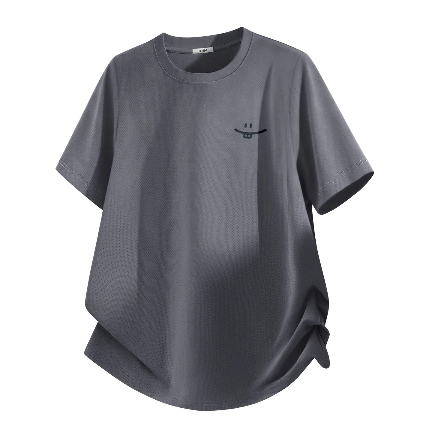 Футболка детская с коротким рукавом Ice Silk Quick Dry Dark Gray Simple Smile Drawing Chest Logo MINISO, Dark Gray