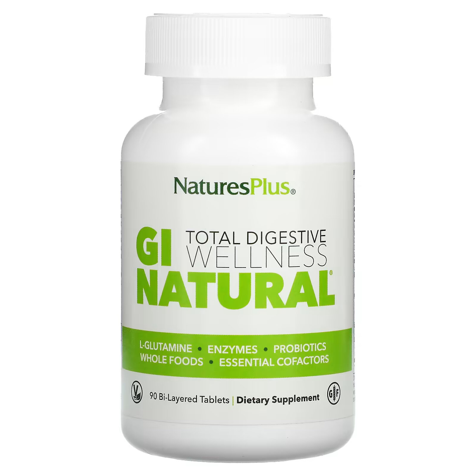 NaturesPlus, Total Digestive Wellness, GI Natural, комплекс для пищеварительной системы, 90 двухслойных таблеток - фото