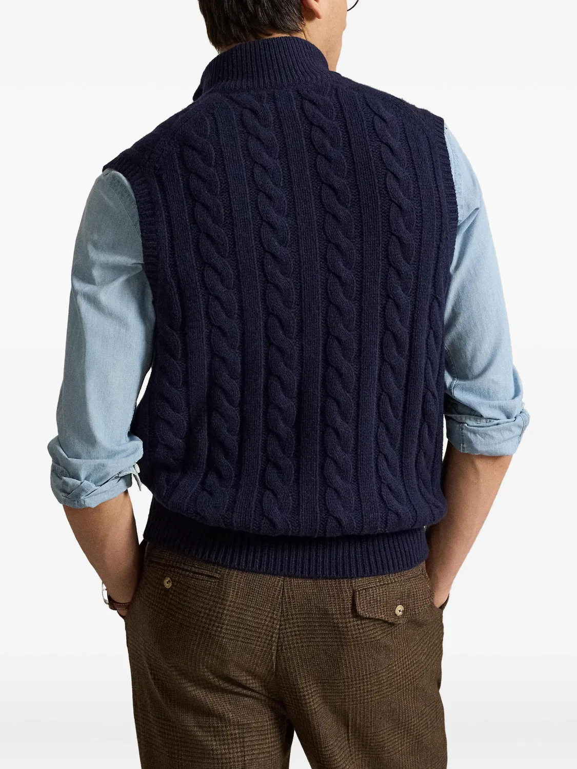 Polo Ralph Lauren Кардиган-жилет фактурной вязки синий — фото 3