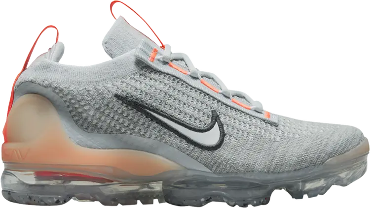

Кроссовки Nike Air VaporMax 2021 Flyknit GS 'Grey Fog Bright Mango', серый
