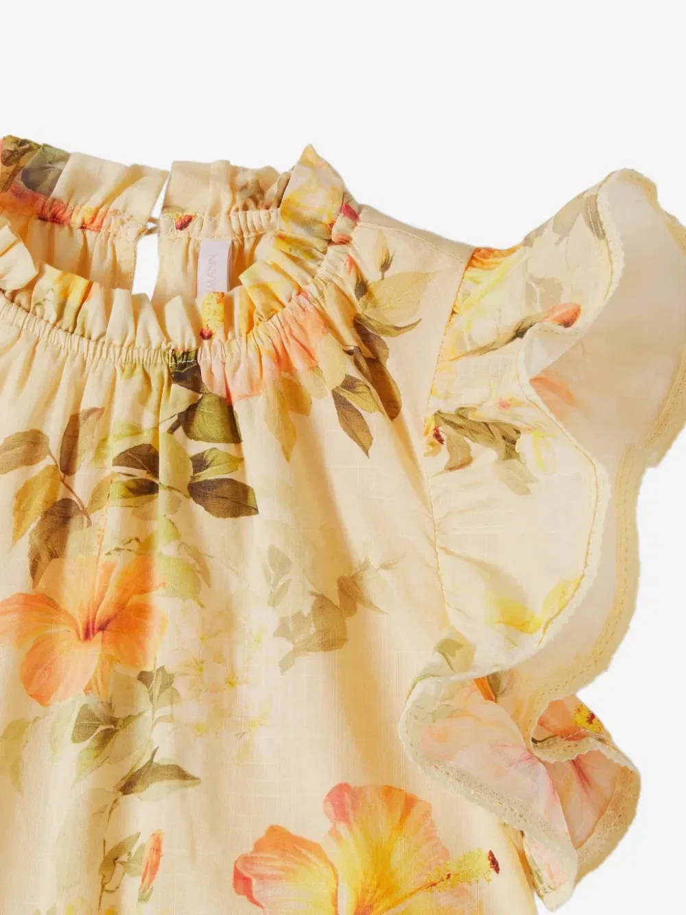 Платье с оборками и цветочным принтом ZIMMERMANN Kids, желтый — фото 3
