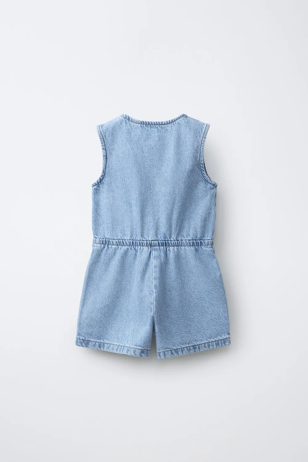 Джинсовый комбинезон с короткими штанинами и бантиками ZARA, Light Blue — фото 2