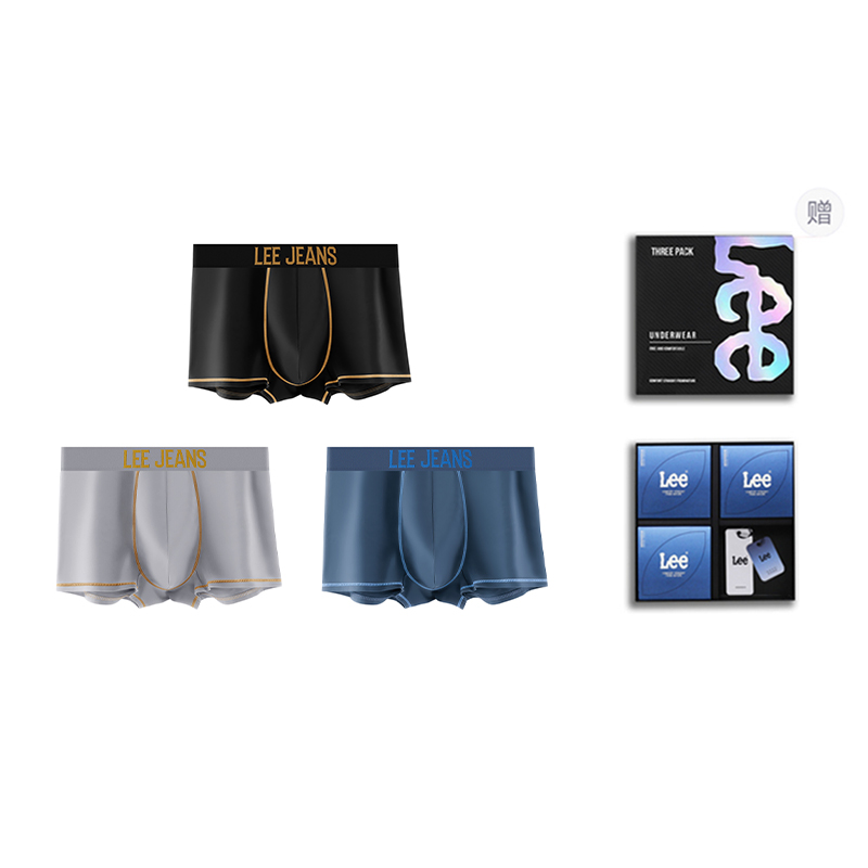 

Мужские трусы боксеры упаковка 3 штуки Lee, серо-голубой