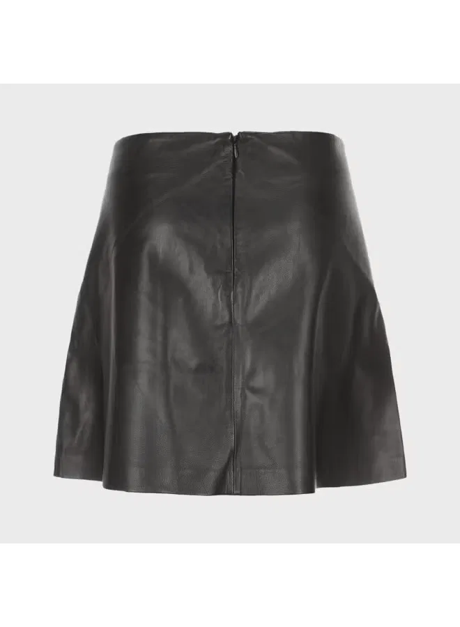 Юбка-трапеция мини мягкая однотонная Zara, черный — фото 3