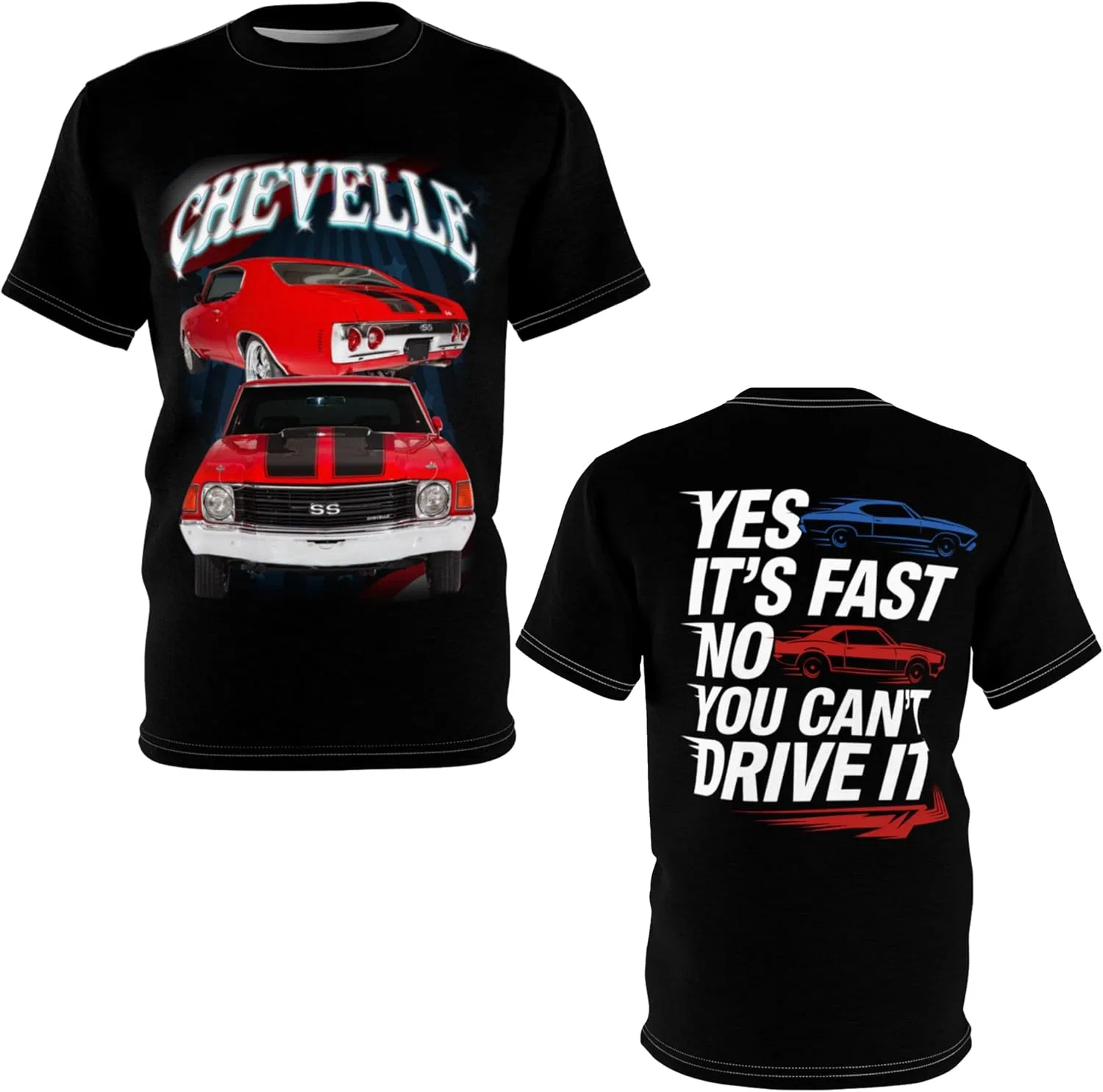 Мужская футболка с принтом 1972 Chevelle SS Generic, Black/Stitching